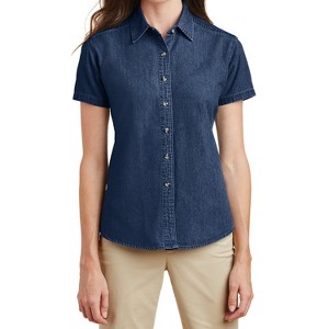 Mafoose Women's Soft Cotton Short Sleeve Value Denim Shirt - 1 of 4