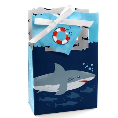 Big Dot of Happiness Shark Zone - Jawsome Shark Viewing Week Party or Birthday Party Favor Boxes - Set of 12