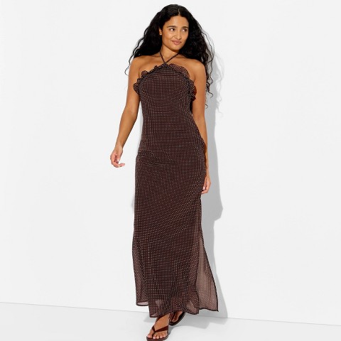 Женские платья Wild Fable Women's Ruffle Maxi Empire Waist Dress - Wild Fable™ Dark Brown Polka Dots XS