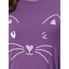 cheibear Women's Short Sleeve Summer Cute Cat Printed with Pockets Nightgowns - 4 of 4