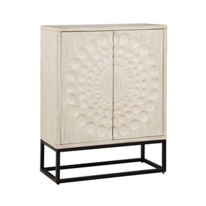 Treasure Trove Accents 2 Door Bar Cabinet Hotchkiss Cream: Pine Surface, MDF Frame, Divided Storage, 44" Height - 1 of 4