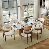 POVISON Mid-Century Modern Wood Dining Chairs Set of 2, White & Walnut Leather Side Table, Fully Assembled - 3 of 4