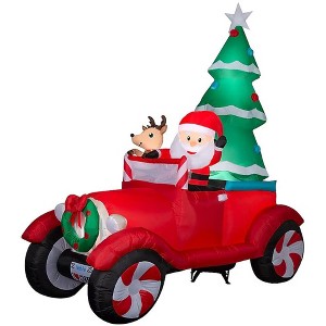 Gemmy 7.5-FT Wide Santa in Convertible Truck Scene with Reindeer Holiday Inflatable - 1 of 3