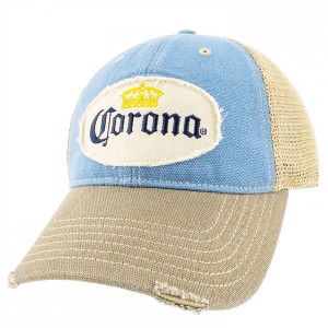Adult Corona Extra Distressed Patch Logo Snapback Hat with Mesh - 1 of 4
