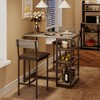 3-Piece Pub Table Set for 2 with 2 Upholstered Chairs & 3 Storage Shelves,Compact Kitchen Dining Set for Small Spaces Apartments Breakfast Nook - 4 of 4