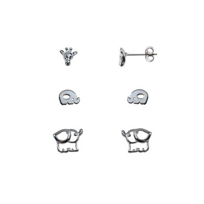 FAO Schwarz Giraffe and Elephant Trio Earring Set