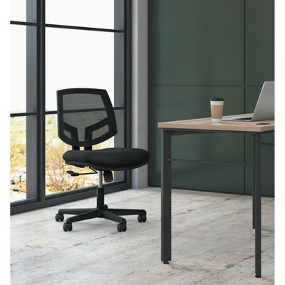 Black Mesh Adjustable Swivel Task Chair with Fabric Seat