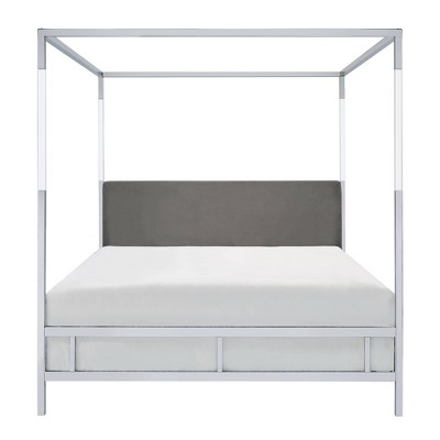 King Dorothy Acrylic Canopy Bed Chrome/Gray - Safavieh