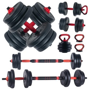 Bintiva Adjustable Weight Set – Multi-Use Dumbbell, Kettlebell, and Barbell System with 12 Stackable Plates - 1 of 4