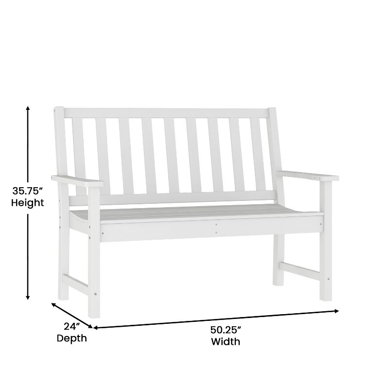 Flash Furniture Ellsworth Commercial Grade All Weather Indoor/Outdoor Recycled HDPE Bench with Contoured Seat, 4 of 10