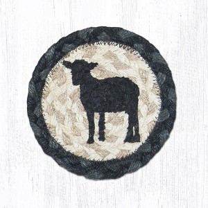 Earth Rugs Country Sheep Printed Coaster – Rustic 5"x5" Drink Mat for Table Protection - 1 of 3