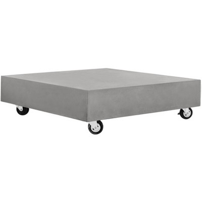 Gargon Dark Gray Concrete Square Coffee Table with Casters