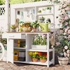 Outdoor Potting Bench, Garden Workstation for Planting, Potting Bench with Shelves and Adjustable Storage, Wood Potting Bench-Coolbibila - 2 of 4