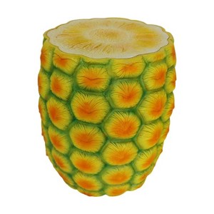 Vynxaria 14" Oversized Pineapple Fruit Stool, Resin Multi-Purpose Stool/Side Table/Plant Stand -Indoor Outdoor Home Garden Decor - 1 of 4