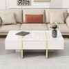 Lyngins Geometric Coffee Table with LED Strip Lights – UV High-Gloss Finish, Double-Layer Storage, 2-Tier Square Center Table for Living Room - 2 of 4