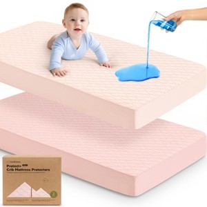 2-Pack Protect+ Waterproof Crib Mattress Protector Covers, Mavy Quilted Cotton Baby Mattress Topper, Toddler Crib Sheets - 1 of 4