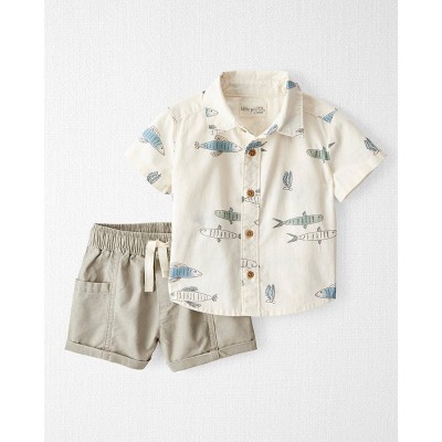 Little Planet by Carter's Organic Baby Boys' Fish Woven Coordinate Set