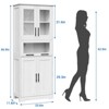 67" H  Tall  Slim Pantry Cabinet with Glass Doors and Adjustable Shelf, Freestanding Slim Cupboard - 3 of 4