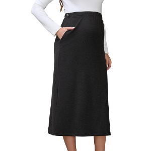 INSPIRE CHIC Womens Maternity Skirt Knitted Straight Skirts Over the Belly Stretch Solid Pregnancy Business Work - 1 of 4