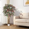 Artificial Azalea Tree,5.3FT Faux Silk Azalea Plant with Pot for Indoor Outdoor Decor for Home Office Garden - 2 of 4