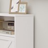 Vynxaria Farmhouse Shoe Storage Cabinet: Barn Door Design, 2 Flip Drawers, Freestanding Narrow Rack with Open Storage for Entryway, Foyer (White). - 4 of 4