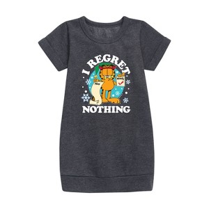 Girls' - Garfield - I Regret Nothing Graphic Short Sleeve Fleece Dress - 1 of 3
