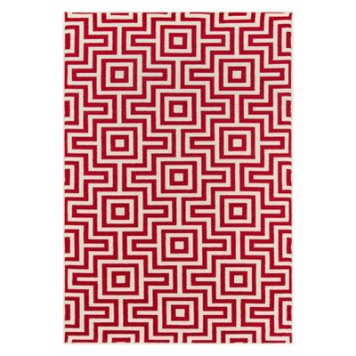 Vibrant Red Nautical Trellis 2'3"x4'6" Outdoor Rug