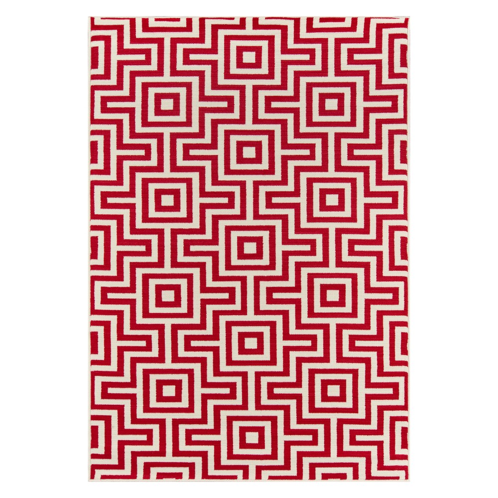  Baja Indoor/Outdoor Retro Red Accent Rug
