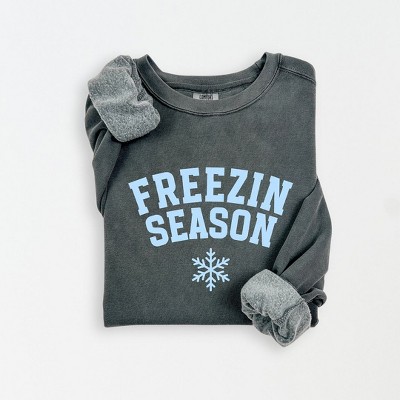 Simply Sage Market Women's Lightweight Garment Dyed Graphic Sweatshirt Freezin Season