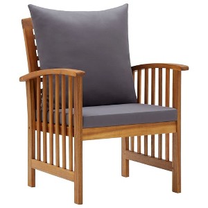 vidaXL Set of 2 Patio Chairs - Solid Acacia Wood Construction - with Comfortable Cushions - Unique Wood Grains - Perfect for Garden, Patio, Terrace - 1 of 4