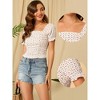 INSPIRE CHIC Women's Ruched Front Short Sleeve Floral Cropped Tops - 2 of 4