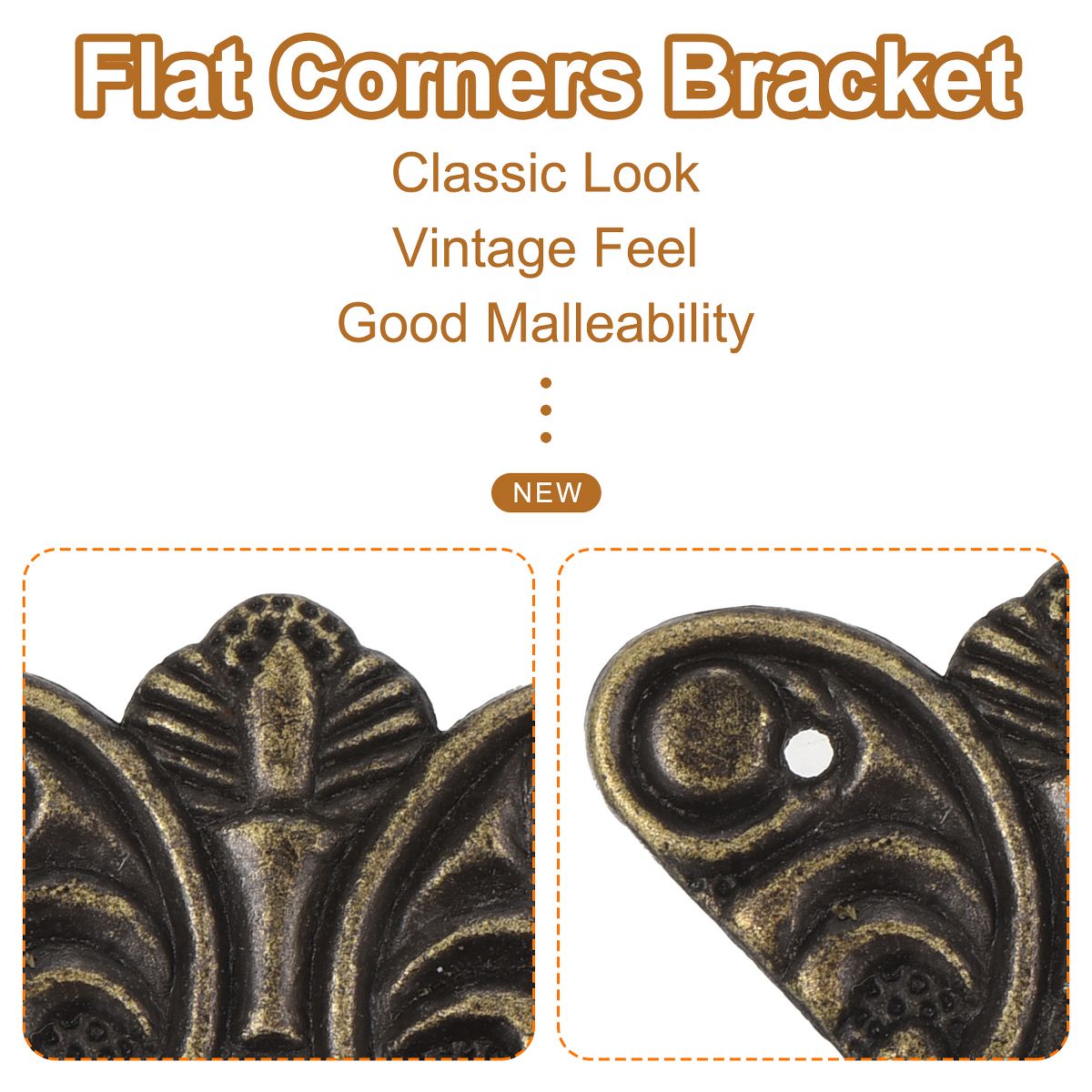 Unique Bargains Decorative Flat Metal Vintage Corner Bracket for Chest Desk - thumbnail 4