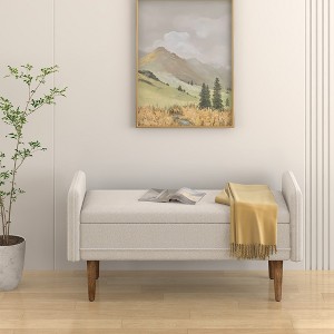 Teddy velvet storage stool with storage space, suitable for apartments, living rooms and bedrooms. - 1 of 4