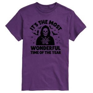 Women's - Instant Message - Time Of Year Grim Reaper- Women's Short Sleeve Graphic T-Shirt Short Sleeve Graphic T-Shirt - 1 of 2