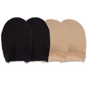 Memoi 4 Pair Women's Fine-Edge Mule Toe Covers with Cotton Cushioning Brown-Tan-Black One Size - 1 of 2