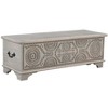 HomeRoots 54" Gray Carved Geo Scroll Solid Wood Storage Ottoman - 4 of 4
