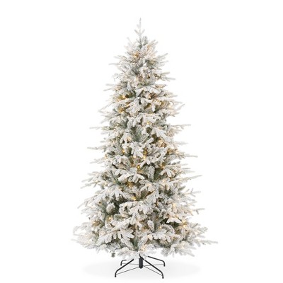 Casafield Pre-Lit Slim Aspen Fir Artificial Christmas Tree with White & Multicolored LED Lights, Sturdy Stand