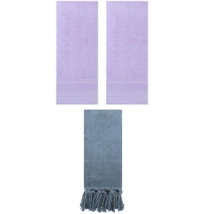 REGALWOVEN 3 Packs Striped and Tassels Bathroom Hand Towel 14" x 30" - 1 of 4