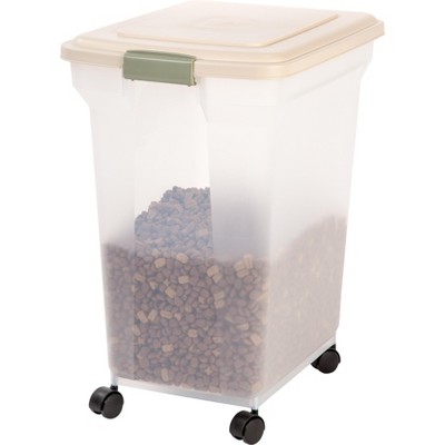 White Airtight Plastic Pet Food Storage Container with Wheels