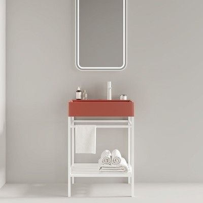 NicBex Bathroom Vanity with Basin,Bathroom Sink Vanity with Open Metal Leg and Shelves,24 inch Bathroom Sink Cabinet for Bathroom