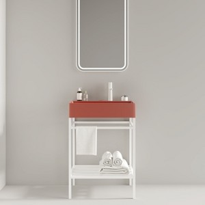 NicBex Bathroom Vanity with Basin,Bathroom Sink Vanity with Open Metal Leg and Shelves,24 inch Bathroom Sink Cabinet for Bathroom - 1 of 4