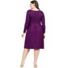 Plus Size Long Sleeve Fit and Flare Midi Dress - 24seven Comfort Apparel™ - 3 of 4