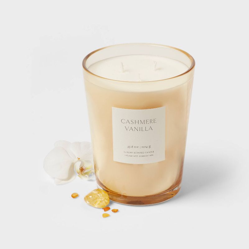 Colored Vase Glass with Dustcover Cashmere Vanilla Candle Ivory - Threshold™, 4 of 7