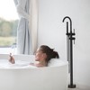 Floor Mount Bathtub Faucet Freestanding Tub Filler Standing High Flow Shower Faucets with Handheld Shower Mixer Taps Swivel Spout - 2 of 4