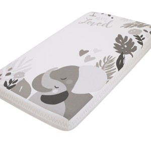 NoJo Elephant Hugs Grey and White I Am So Loved 100% Cotton Photo Op Fitted Crib Sheet - 1 of 4