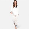 Anna-Kaci Lounge Women's Satin Pajama Set with Contrast Trim and Button-Up Top - 2 of 4
