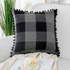 PiccoCasa Buffalo Sofa Decor Check Plaid with Pompoms Throw Pillow Covers - 2 of 4