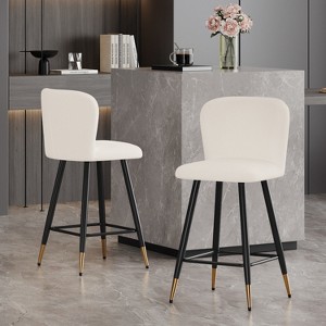 Christopher Knight Home Serein 26'' Modern Upholstered Bar Stools with Gold-Tipped Metal Legs (Set of 2) - 1 of 4
