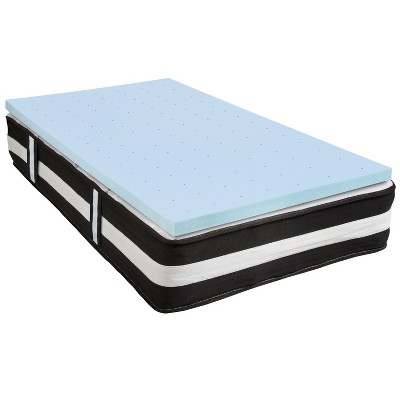 Emma and Oliver 12" Mattress & Gel Memory Foam Topper Bundle Set