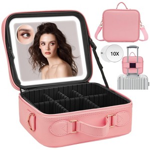 Generic Travel Makeup Bag with Light Up Mirror,Makeup Travel Case with adjustable dividers - 1 of 4